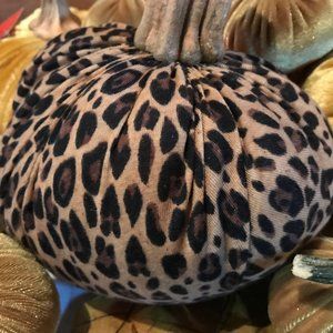faux Leopard Print Pumpkin with Real Dried Stem 10”